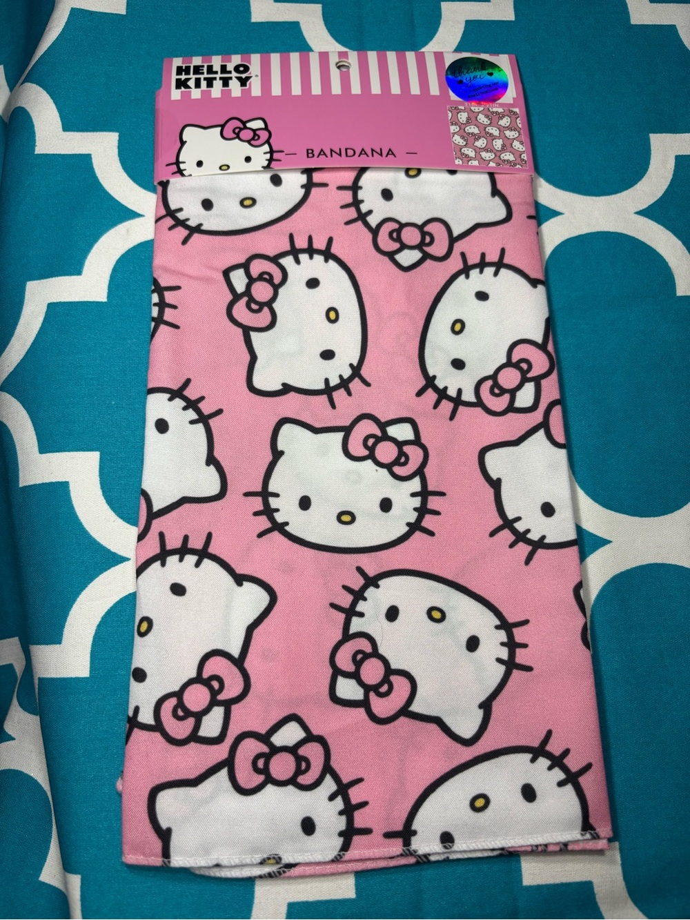 New Hello Kitty Pink Bow Bandana 21” x 21”